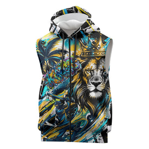 Saint Lucia Kings Cricket Sleeveless Zip Hoodie Born To Lead Caribbean Cricket Graffiti Splash Art