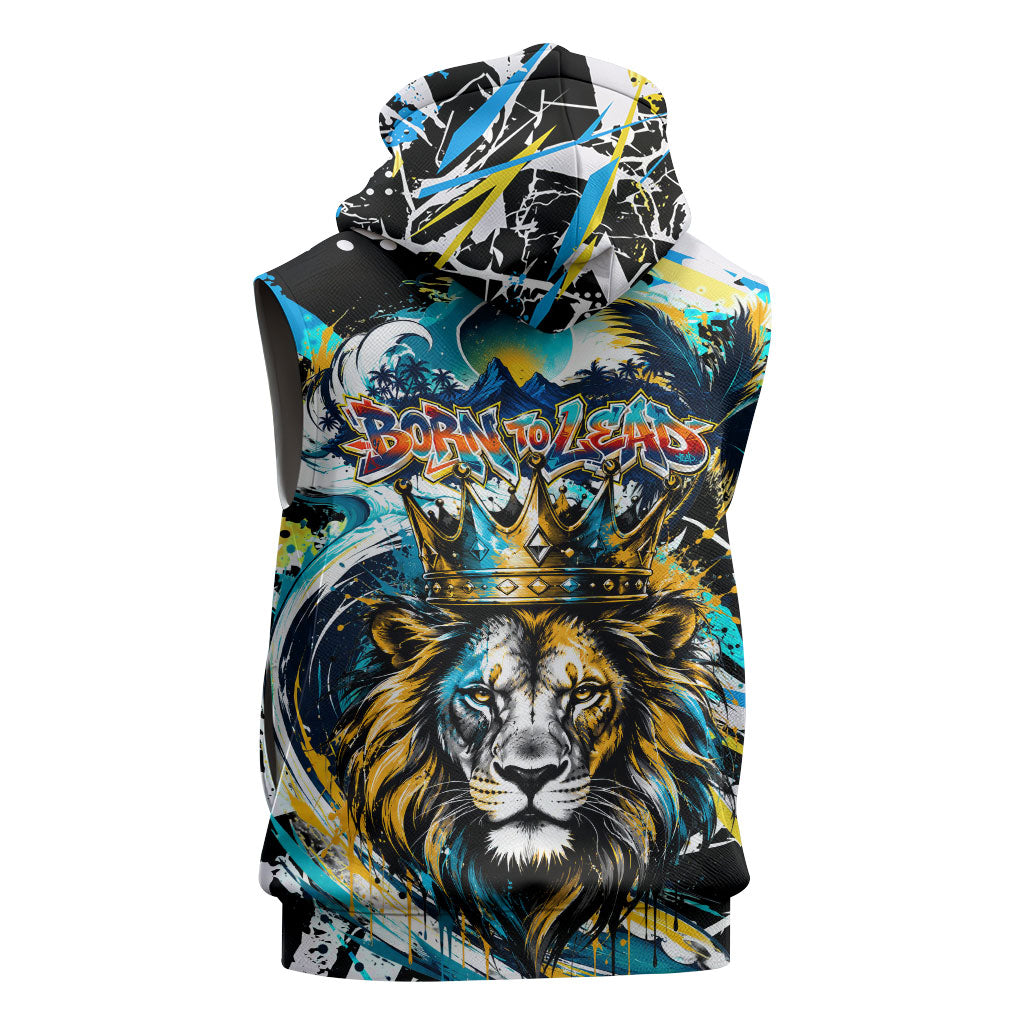 Saint Lucia Kings Cricket Sleeveless Zip Hoodie Born To Lead Caribbean Cricket Graffiti Splash Art