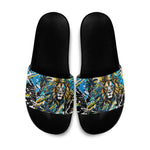 Saint Lucia Kings Cricket Slide Sandals Born To Lead Caribbean Cricket Graffiti Splash Art