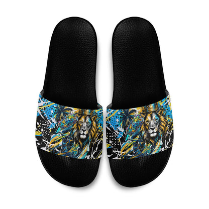 Saint Lucia Kings Cricket Slide Sandals Born To Lead Caribbean Cricket Graffiti Splash Art
