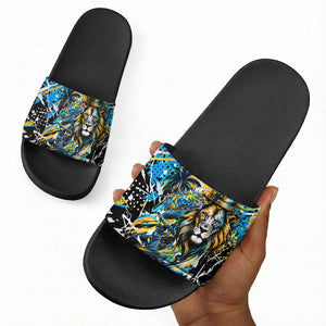 Saint Lucia Kings Cricket Slide Sandals Born To Lead Caribbean Cricket Graffiti Splash Art
