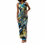 Saint Lucia Kings Cricket Tank Maxi Dress Born To Lead Caribbean Cricket Graffiti Splash Art