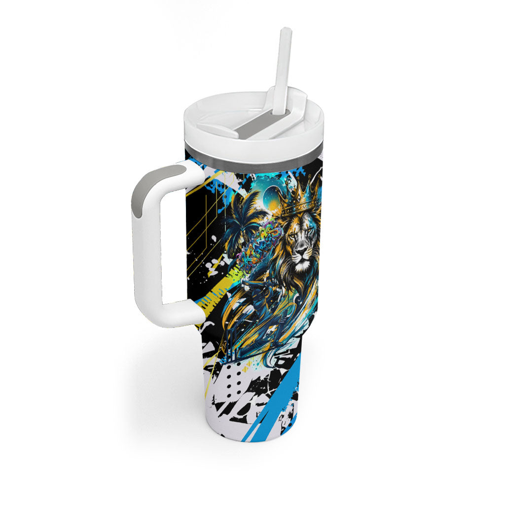 Saint Lucia Kings Cricket Tumbler With Handle Born To Lead Caribbean Cricket Graffiti Splash Art