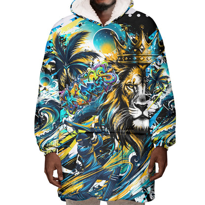 Saint Lucia Kings Cricket Wearable Blanket Hoodie Born To Lead Caribbean Cricket Graffiti Splash Art