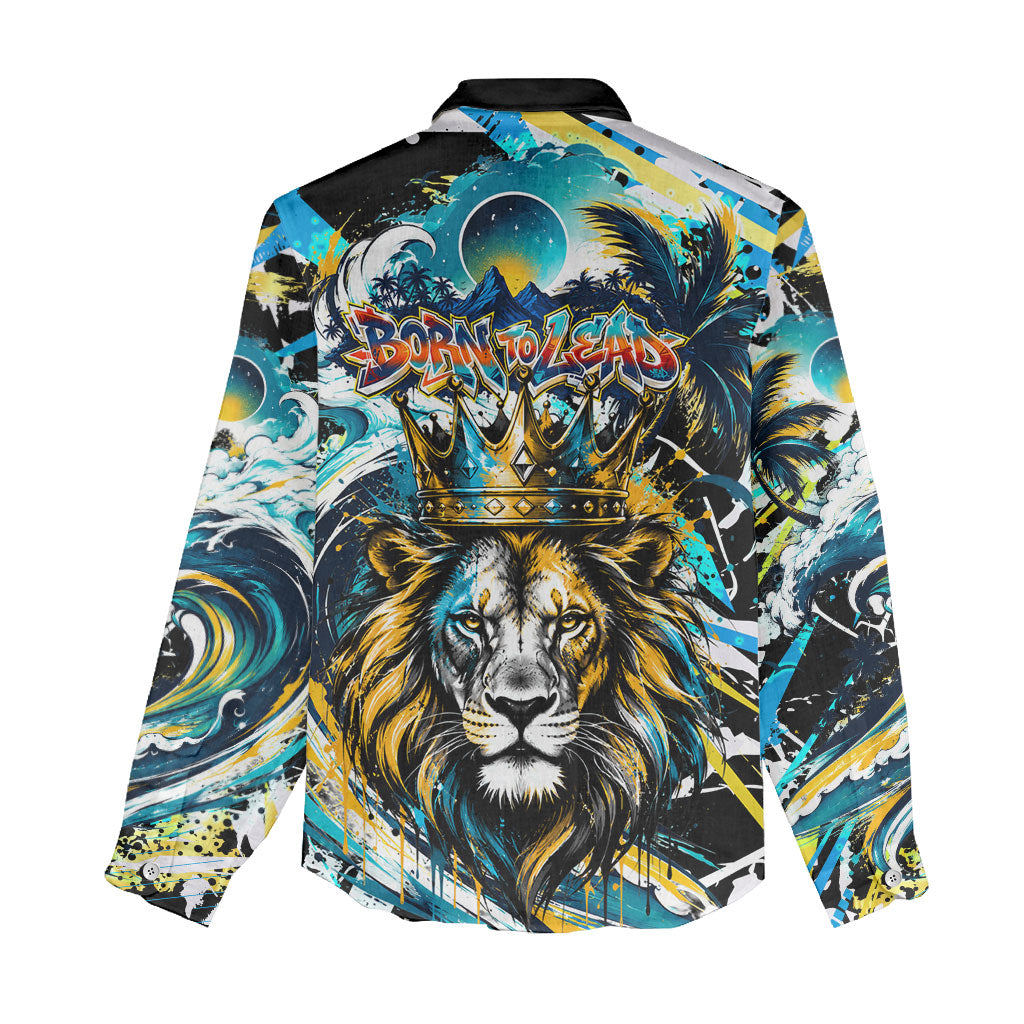 Saint Lucia Kings Cricket Women Casual Shirt Born To Lead Caribbean Cricket Graffiti Splash Art