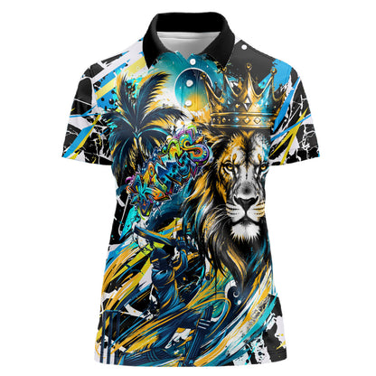 Saint Lucia Kings Cricket Women Polo Shirt Born To Lead Caribbean Cricket Graffiti Splash Art