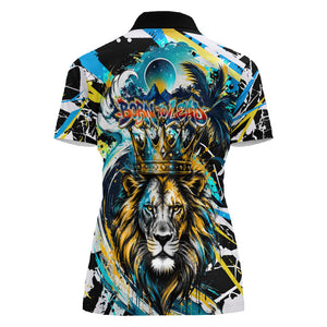 Saint Lucia Kings Cricket Women Polo Shirt Born To Lead Caribbean Cricket Graffiti Splash Art