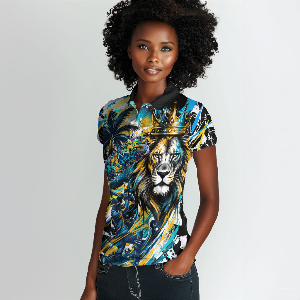 Saint Lucia Kings Cricket Women Polo Shirt Born To Lead Caribbean Cricket Graffiti Splash Art