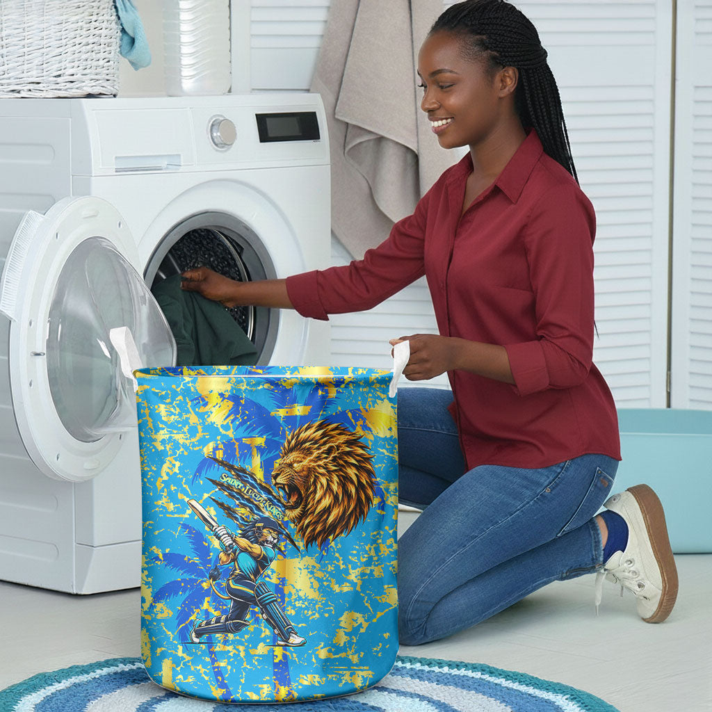 Saint Lucia Cricket Laundry Basket Kings Lion Unstoppable Mascot Art