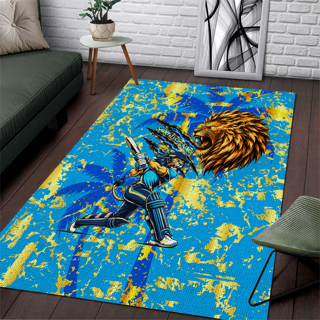 Saint Lucia Cricket Area Rug Kings Lion Unstoppable Mascot Art