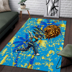 Saint Lucia Cricket Area Rug Kings Lion Unstoppable Mascot Art