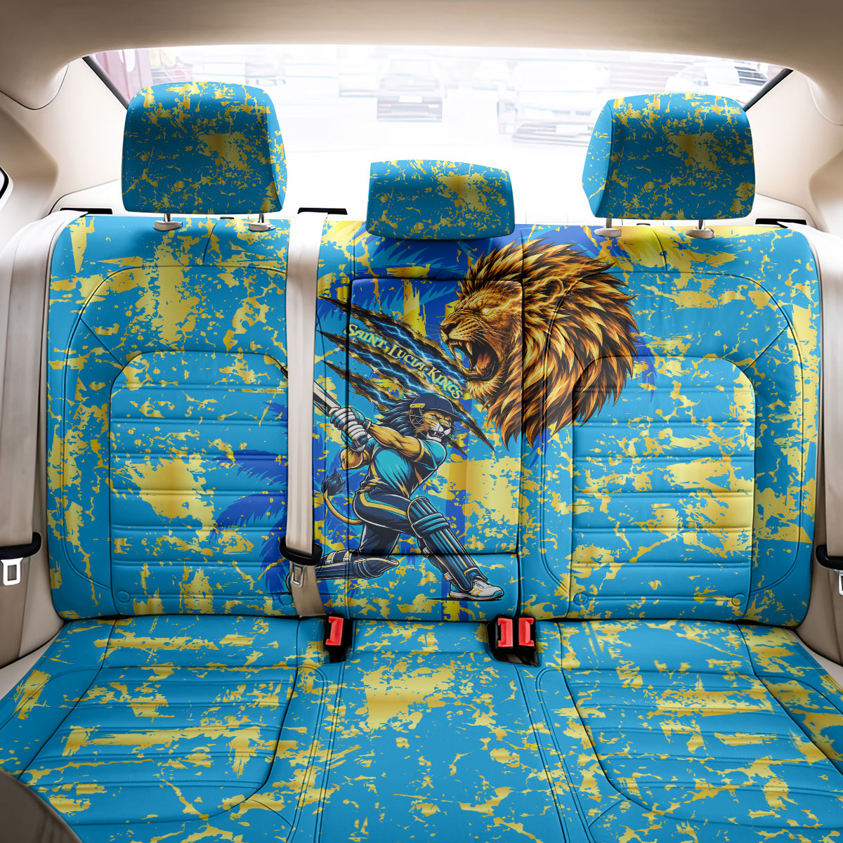 Saint Lucia Cricket Back Car Seat Cover Kings Lion Unstoppable Mascot Art