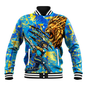 Saint Lucia Cricket Baseball Jacket Kings Lion Unstoppable Mascot Art