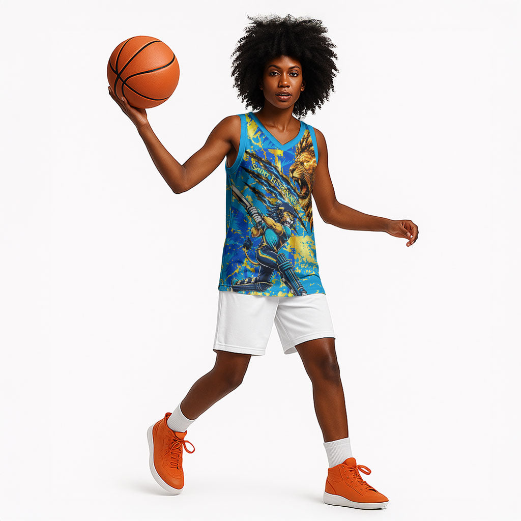 Saint Lucia Cricket Basketball Jersey Kings Lion Unstoppable Mascot Art