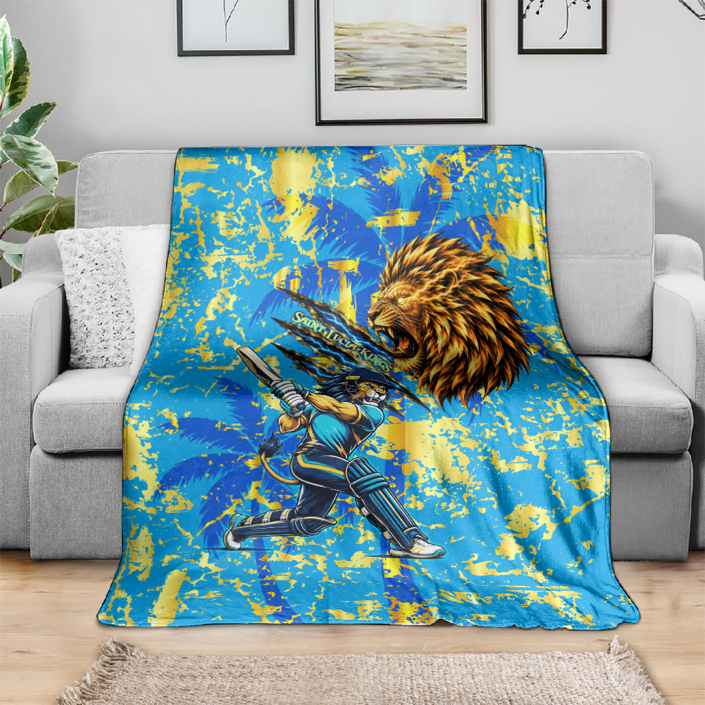 Saint Lucia Cricket Blanket Kings Lion Unstoppable Mascot Art