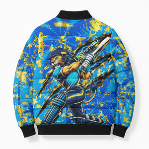 Saint Lucia Cricket Bomber Puffer Jacket Kings Lion Unstoppable Mascot Art