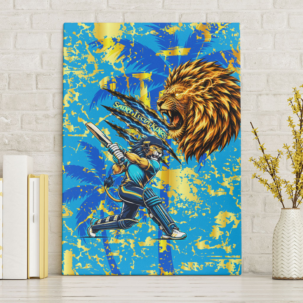 Saint Lucia Cricket Canvas Wall Art Kings Lion Unstoppable Mascot Art