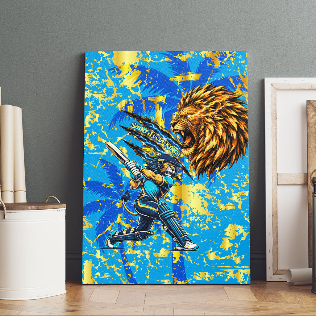 Saint Lucia Cricket Canvas Wall Art Kings Lion Unstoppable Mascot Art