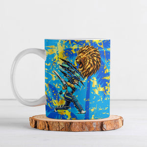 Saint Lucia Cricket Ceramic Mug Kings Lion Unstoppable Mascot Art