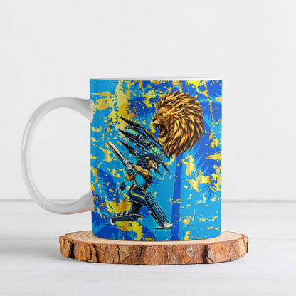 Saint Lucia Cricket Ceramic Mug Kings Lion Unstoppable Mascot Art