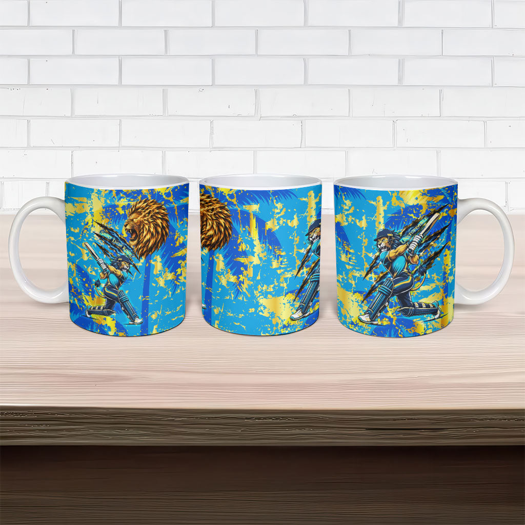 Saint Lucia Cricket Ceramic Mug Kings Lion Unstoppable Mascot Art