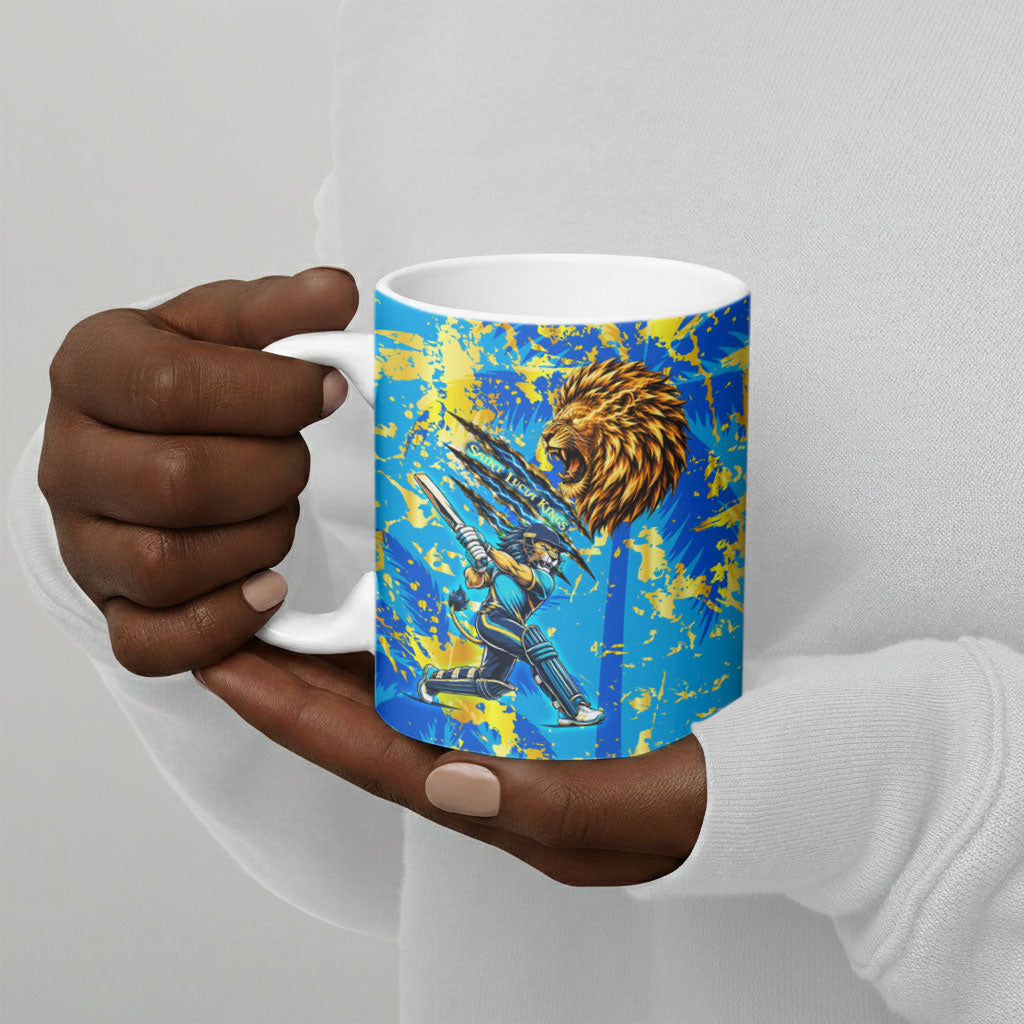 Saint Lucia Cricket Ceramic Mug Kings Lion Unstoppable Mascot Art