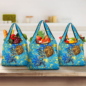 Saint Lucia Cricket Grocery Bag Kings Lion Unstoppable Mascot Art