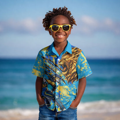 Saint Lucia Cricket Kid Hawaiian Shirt Kings Lion Unstoppable Mascot Art