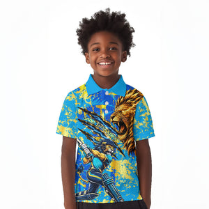 Saint Lucia Cricket Kid Polo Shirt Kings Lion Unstoppable Mascot Art