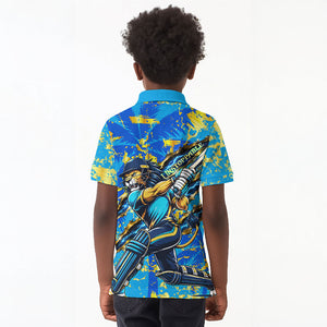Saint Lucia Cricket Kid Polo Shirt Kings Lion Unstoppable Mascot Art