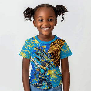 Saint Lucia Cricket Kid T shirt Kings Lion Unstoppable Mascot Art