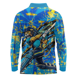 Saint Lucia Cricket Long Sleeve Polo Shirt Kings Lion Unstoppable Mascot Art