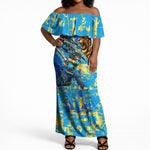 Saint Lucia Cricket Off Shoulder Maxi Dress Kings Lion Unstoppable Mascot Art