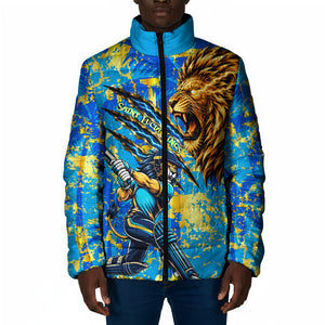 Saint Lucia Cricket Padded Jacket Kings Lion Unstoppable Mascot Art