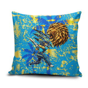 Saint Lucia Cricket Pillow Cover Kings Lion Unstoppable Mascot Art