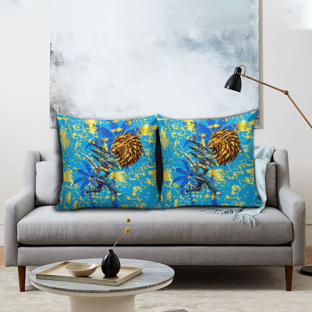 Saint Lucia Cricket Pillow Cover Kings Lion Unstoppable Mascot Art