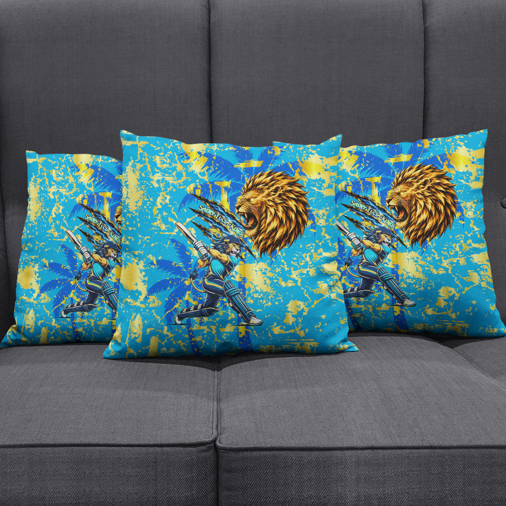 Saint Lucia Cricket Pillow Cover Kings Lion Unstoppable Mascot Art