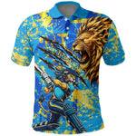 Saint Lucia Cricket Polo Shirt Kings Lion Unstoppable Mascot Art