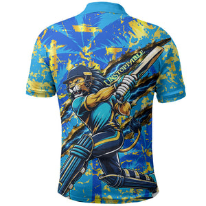 Saint Lucia Cricket Polo Shirt Kings Lion Unstoppable Mascot Art