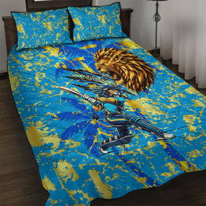 Saint Lucia Cricket Quilt Bed Set Kings Lion Unstoppable Mascot Art