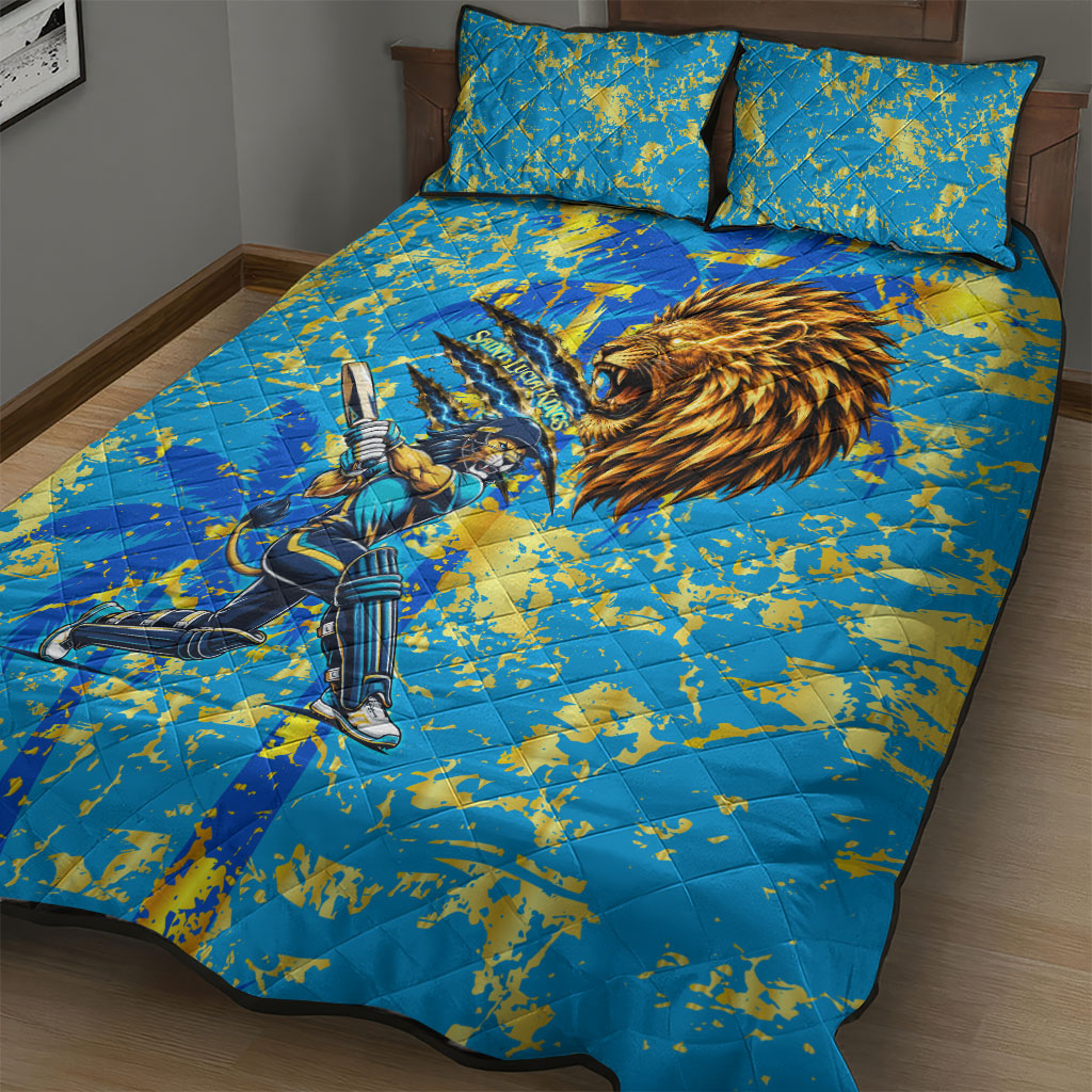 Saint Lucia Cricket Quilt Bed Set Kings Lion Unstoppable Mascot Art