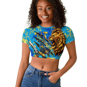 Saint Lucia Cricket Raglan Cropped T shirt Kings Lion Unstoppable Mascot Art