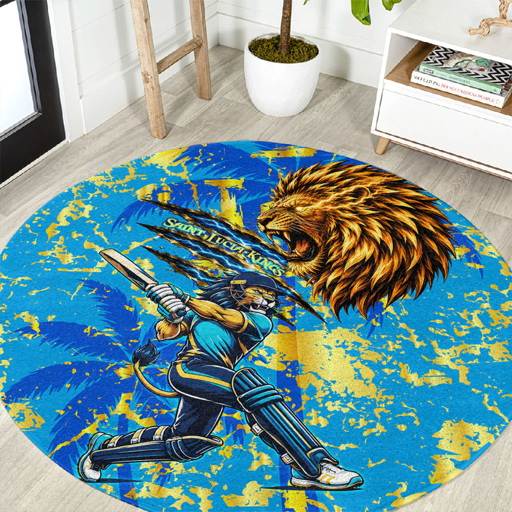 Saint Lucia Cricket Round Carpet Kings Lion Unstoppable Mascot Art