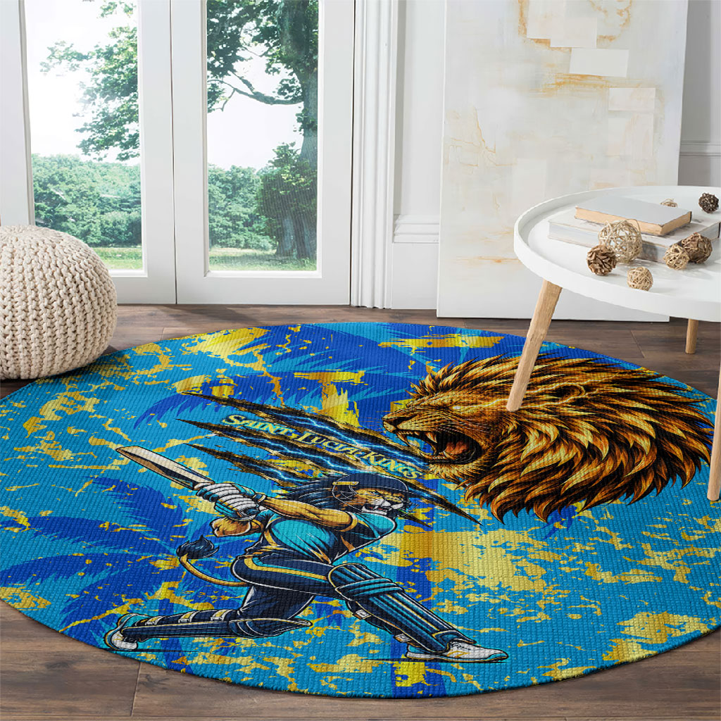 Saint Lucia Cricket Round Carpet Kings Lion Unstoppable Mascot Art
