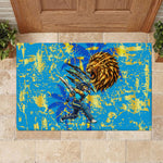 Saint Lucia Cricket Rubber Doormat Kings Lion Unstoppable Mascot Art