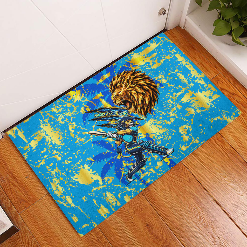 Saint Lucia Cricket Rubber Doormat Kings Lion Unstoppable Mascot Art