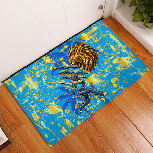 Saint Lucia Cricket Rubber Doormat Kings Lion Unstoppable Mascot Art