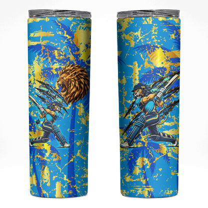 Saint Lucia Cricket Skinny Tumbler Kings Lion Unstoppable Mascot Art