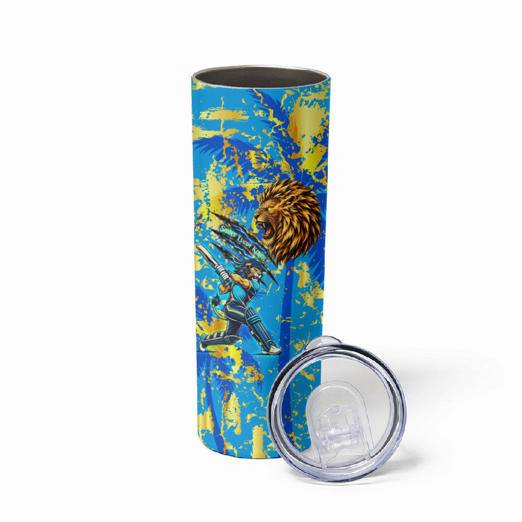 Saint Lucia Cricket Skinny Tumbler Kings Lion Unstoppable Mascot Art