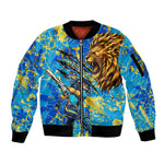 Saint Lucia Cricket Sleeve Zip Bomber Jacket Kings Lion Unstoppable Mascot Art